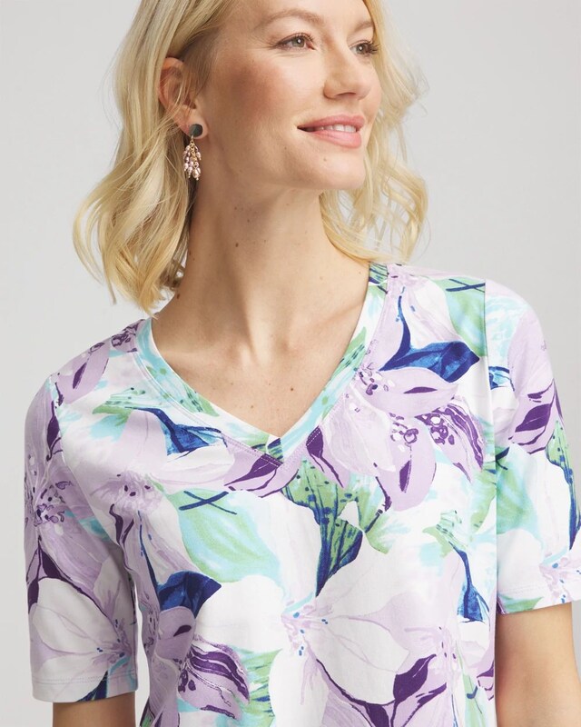 Lily Print V-Neck Perfect Tee - image 4